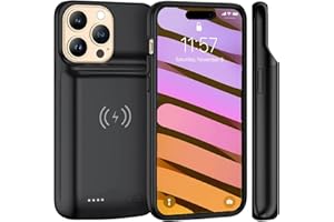 ICATCHY HUGUODONG Battery Case for iPhone 14 Pro/14/13 Pro/13(6.1 inch) 8000mAh, Wireless Charging & Wired Earphone & Sync-Data Supported, Portable Extended Charger Case for iPhone 14/13 Pro