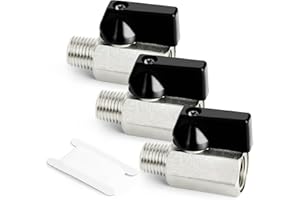 GASHER 3PCS 1/4 Inch Mini Brass Ball Valve Shut Off Switch, 1/4 Inch Male x Female NPT Thread Pipe Fitting