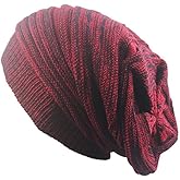 6LK Slouchy Beanie Hat for Men Women Long and Oversized Stretch Knit Skull Cap for Winter