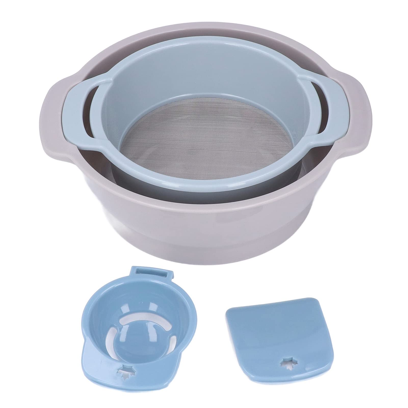 3-Piece Stackable Kitchen Sieve and Sifter Set with Deep Trays, Food Safe Sifting Screens for Baking Flour and Pollen Collection, Space Saving Colander