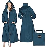 SOPPY Rain Coats for Women, Long Waterproof Raincoat Lightweight Hooded Rain Jacket for Hiking Travel Outdoor