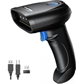 PecuMecu Bluetooth 1D&amp;2D Barcode Scanner, 3-in-1 Bluetooth &amp; USB Wired &amp; 2.4G Wireless QR Barcode Reader, PDF417 Data Matrix Handheld Bar Code Scanner Work with Windows, Android, iOS (TM-10B)