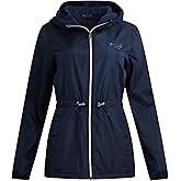 Reebok Womens Windbreaker Jacket - Water Resistant Polar Fleece Windbreaker Jacket for Women with Hood & Cinch Waist Toggles