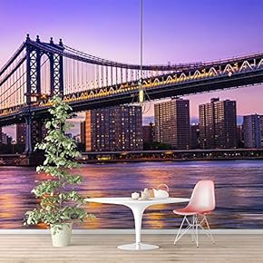 Wall Murals for Bedroom Brooklyn Bridgeand Newyork City Large Removable Wallpaper Peel and Stick Wall Stickers - 66x96 inches