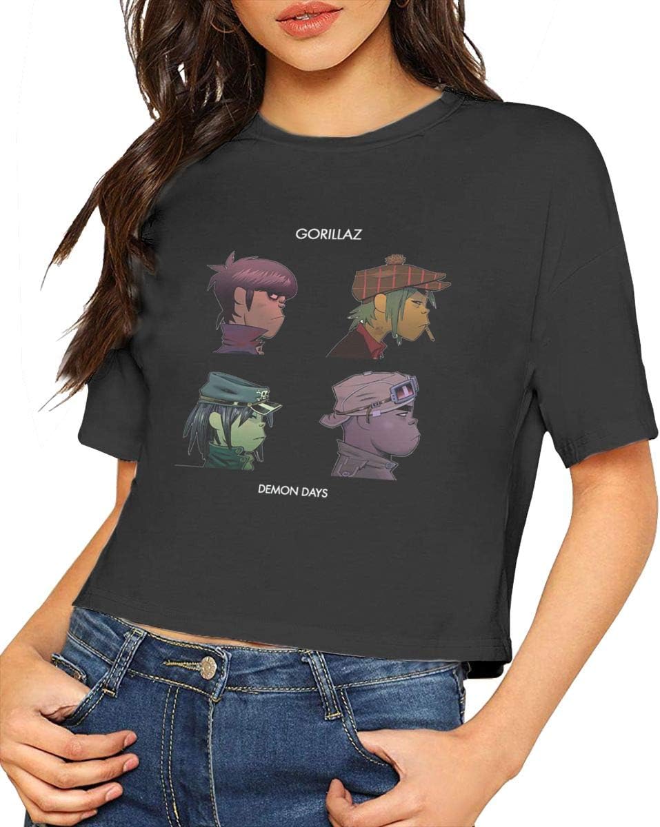 Gorillaz Demon Days Sexy Exposed Navel Female T-Shirt Bare Midriff Crop Top T Shirts