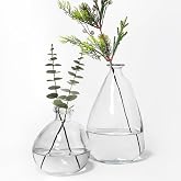 PYVYLO Clear Glass Vases for Centerpieces,2 Pack Tall Large Glass Vase Floor Vase,Irregular Bubble Balloon Glass Jug Vases for Pampas Grass