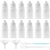 Burry Life Science 12PCS 10ML White Plastic Empty Squeezable Dropper Bottles Portable Eye Liquid Dropper Small Plastic Refillable Containers with Screw Cap and Plug (White, 10ML)