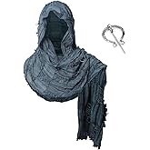Medieval Scarf Cowl Men with Brooch, Viking Cowl Hood Cloak, Renaissance Rogue Hooded Shaw, for Halloween Cosplay