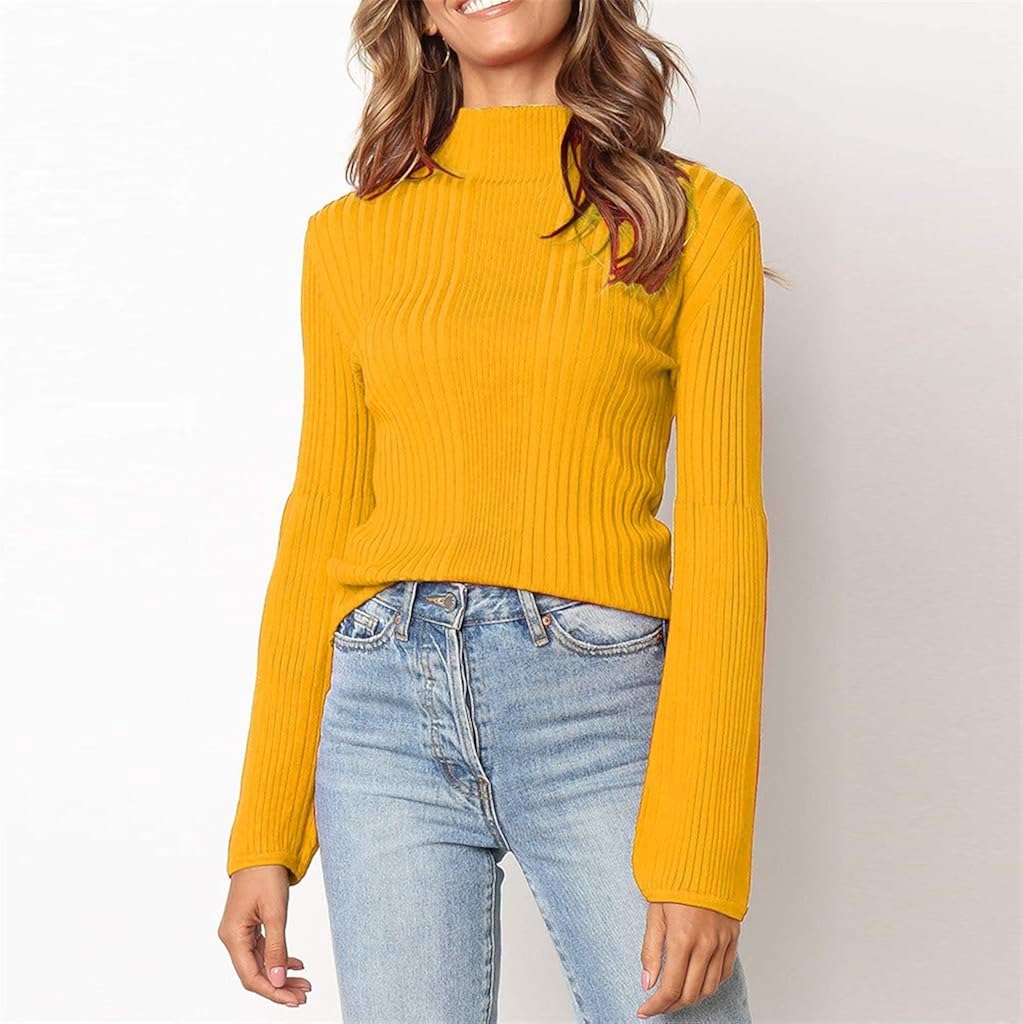 ZEFOTIM Sweater Blouse, Pullover Plus Size Women Knitted Patchwork Long Sleeve Solid O-Neck Sweater Tops: Clothing