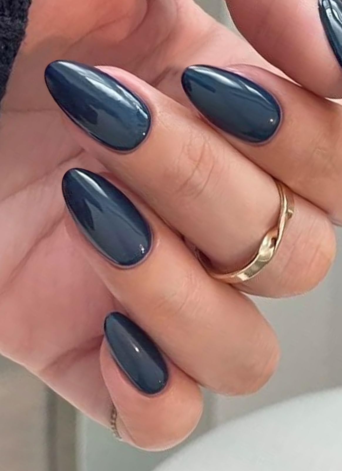 JMEOWIO Gel Nail Stickers Dark Blue Semi Cured Gel Nail Strips Wraps UV/LED Nails Art Design Decoration Accessories