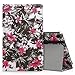 MoKo Case for All-New Amazon Fire HD 8 Tablet (7th Generation, 2017 Release Only) - Slim Folding Stand Cover for Fire HD 8, Black & Pink Flower (with Auto Wake / Sleep)