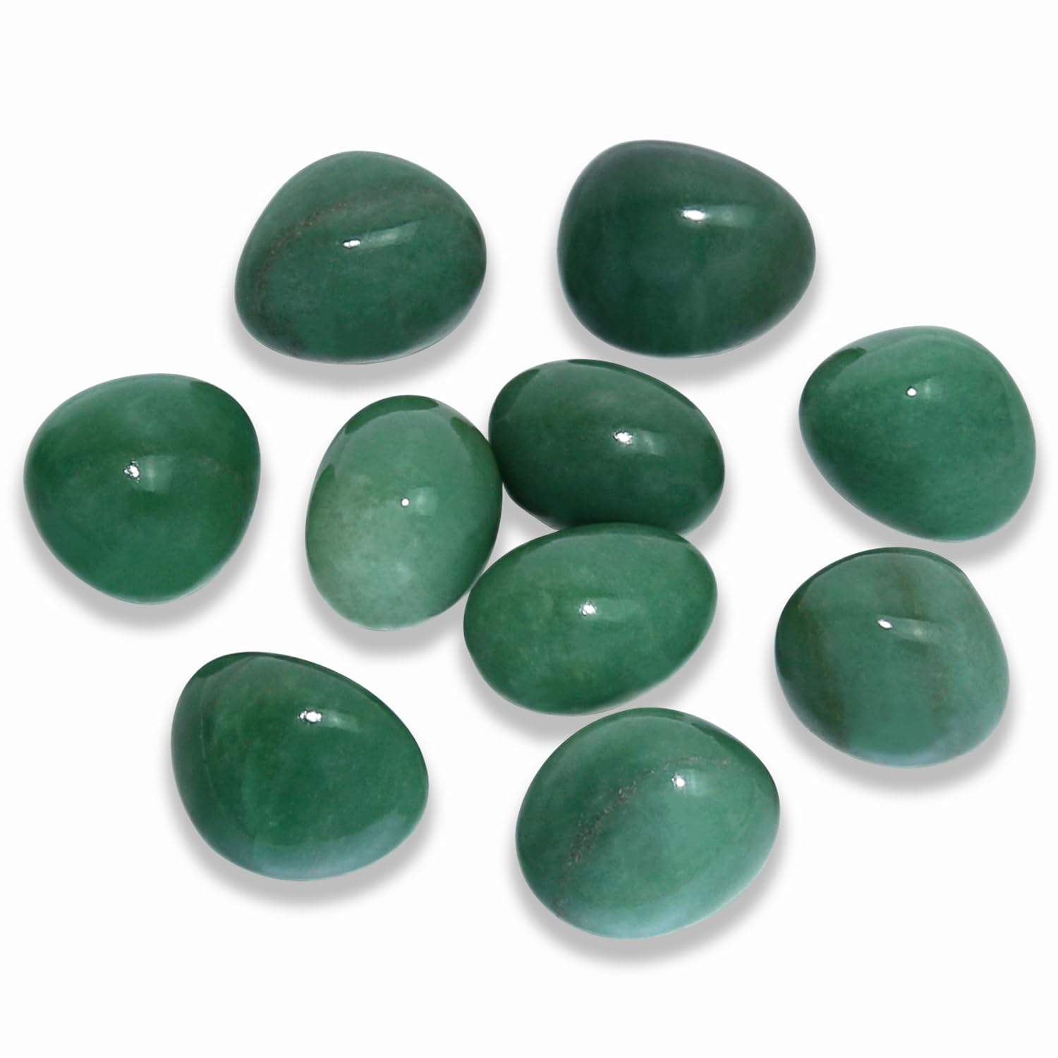 Nvzi 10 Packs of Brazilian Tumbled Polished Natural Green Aventurine Crystals, Crystals and Healing Stones Quartz Bulk for Wicca, Reiki, Healing Energy, Chakra Stones, Witchcraft Supplies