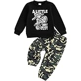 WZTYYDS Toddler Kids Baby Boy Fall Clothes 2T 3T 4T 5T 6T Letter Print Long Sleeve Tops Camouflage Pants Winter Outfits