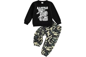 WZTYYDS Toddler Kids Baby Boy Fall Clothes 2T 3T 4T 5T 6T Letter Print Long Sleeve Tops Camouflage Pants Winter Outfits