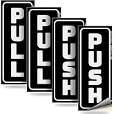 iSYFIX Push Pull Stickers Sign, 2x5 inch, Black/White, 2 Sets | Vertical Decal, Self-Adhesive, Vinyl Sticker for Doors, Business, Stores, Cafes, Shops, Indoor and Outdoor use