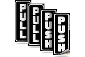 iSYFIX Push Pull Stickers Sign - 2 Pack 2x5 inch -Vertical Decal Self-Adhesive, Black/White Vinyl Sticker for Doors in Business, Stores, Cafes, Shops & More. Indoor and Outdoor use.