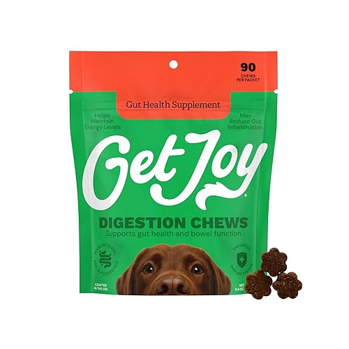 Get Joy Digestion Chews, Gut Health Supplement for Dogs, Vet Recommended Soft Daily Digestive Health & Immune Support with Prebiotics, Probiotics & Postbiotics, Made in USA, 90 Count