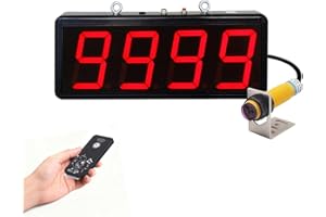 JIAWANSHUN Digital Counter 4-inch Large LED Display Counts Up to 9999 Infrared Sensor Counter for Conveyor Belts Automatic Counting Input AC100-240V Output DC12V