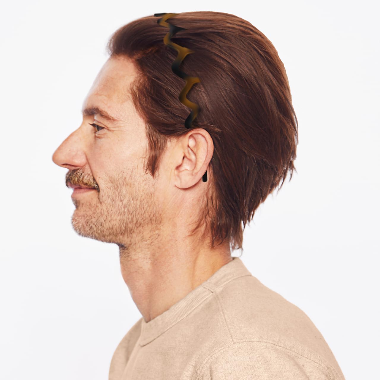 Kitsch Zig Zag Headbands, Recycled Plastic Wavy Hair Band with Teeth, Headband for Women and Men, Classic 90s Hair Accessories, 2pcs (Black and Brown) - Image 7