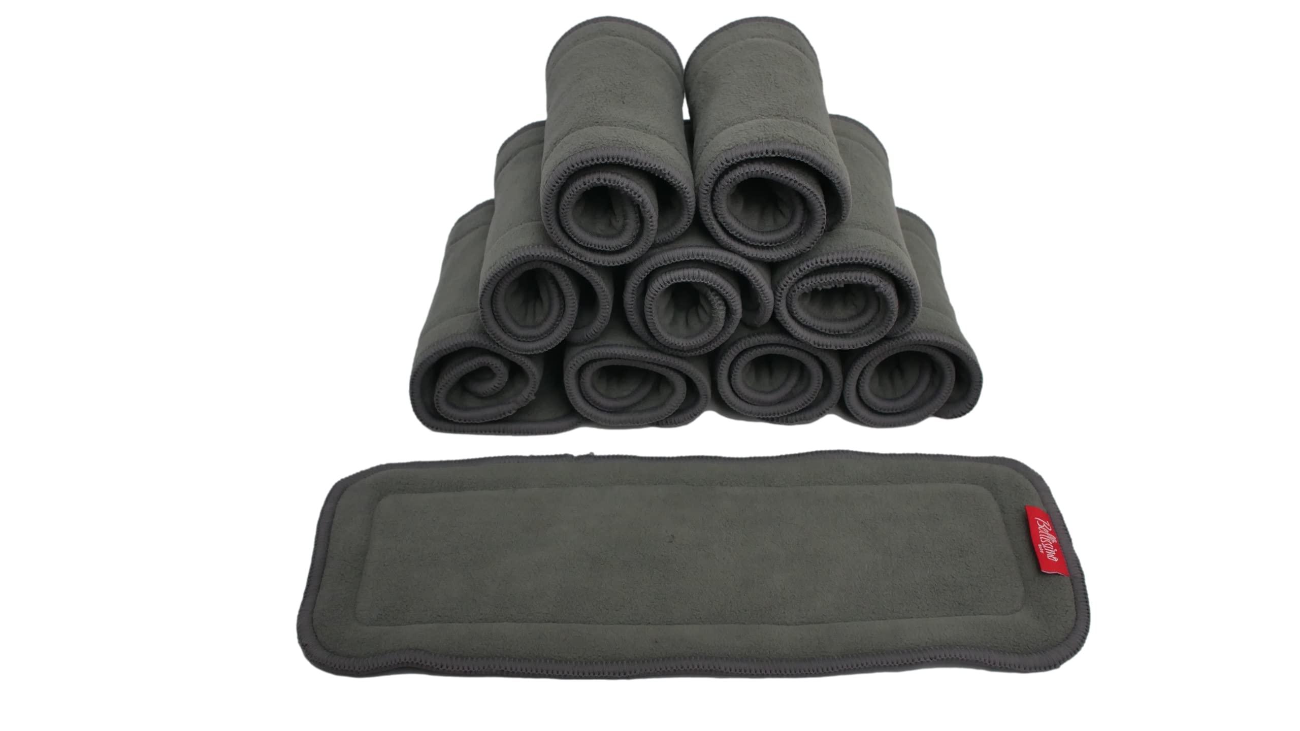 Bellissimo Baby™ Bamboo Charcoal 5 Layer Inserts 10 Pack ☆ Super Soft Booster for Reusable Cloth Nappy Nappies