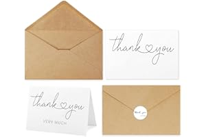 Thank You Cards with Envelopes, 100 Pack bulk White Thank You Cards 4 x 6 Inch, Thank You Notes and Envelopes for Wedding,Bri