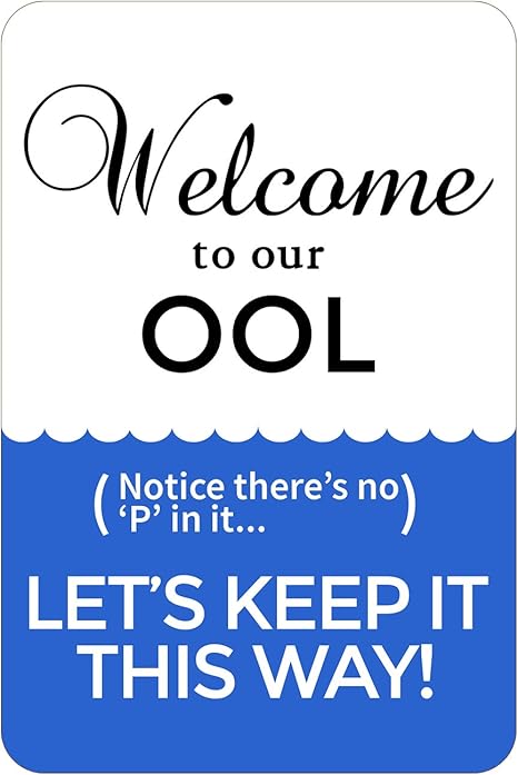 Patio Signs Decor Welcome To Our Pool Hanging Funny Metal