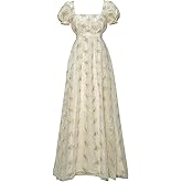 Vibsion Regency Dresses for Women Luxurious Lace Empire Waist Dress