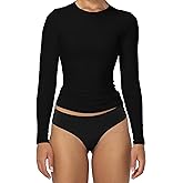 Sunzel Long Sleeve T Shirts for Women with Crew Neck, Double Lined Tops Slim Fit Basic Tee, Casual Undershirt Outfits