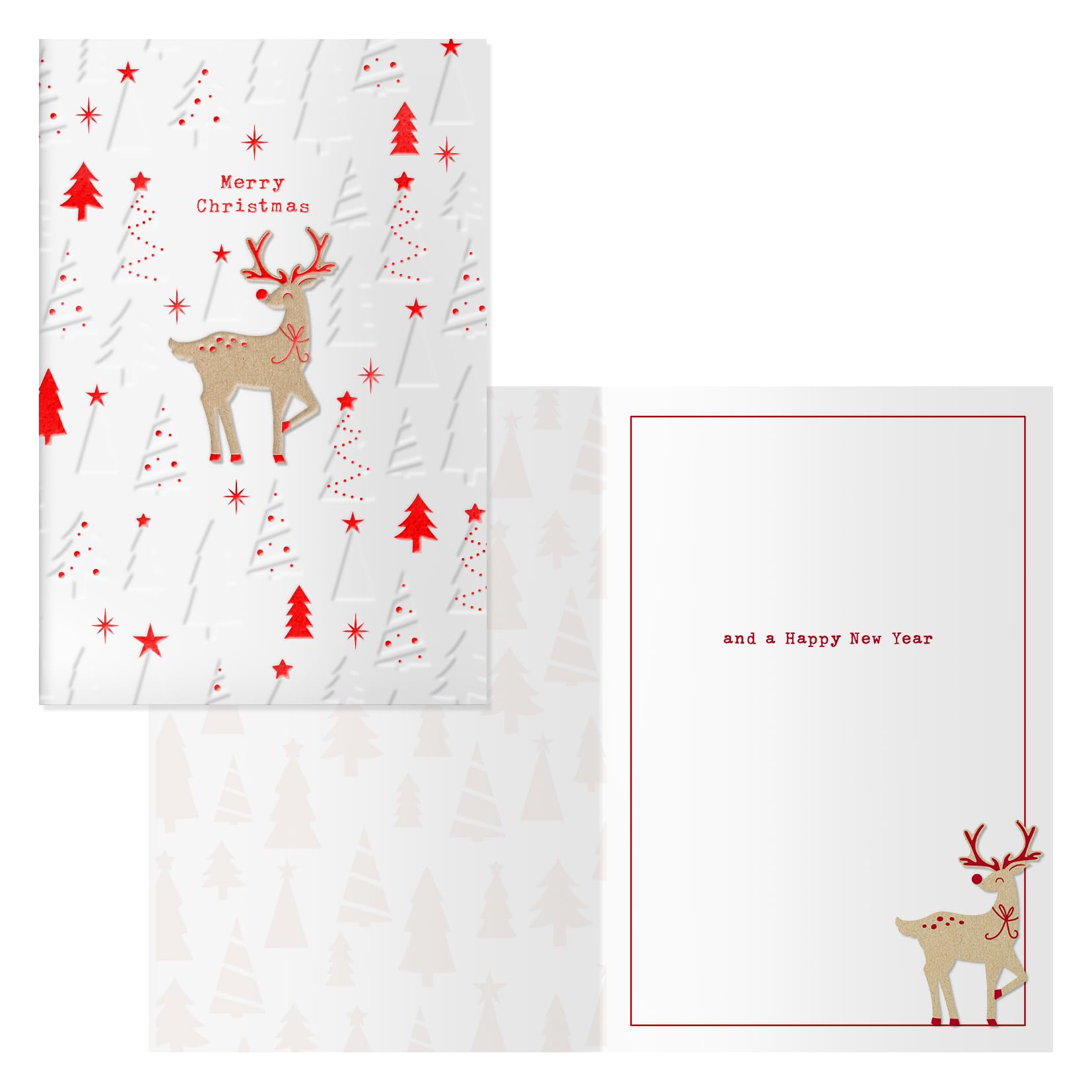 DOHE - Christmas Greeting Cards - Pack of 6 - Size: 11.5 x 17 cm (closed) - Includes envelope to store the card - Deer Model