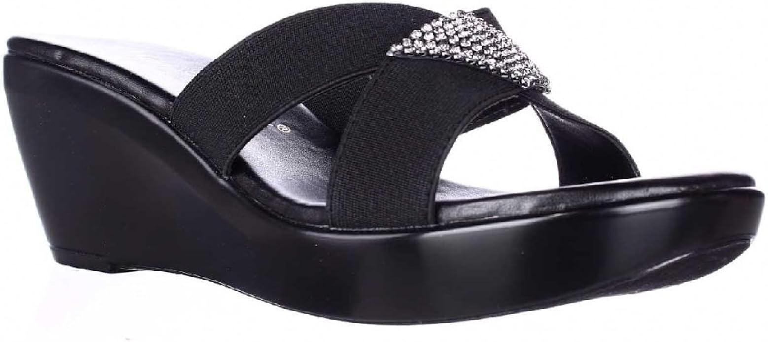 Amazon.com | Athena Alexander by Callisto Keelin Wedge Sandals, Black, 8M | Platforms & Wedges