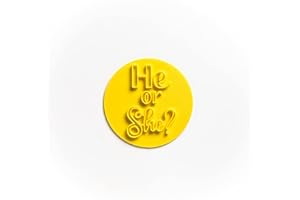 The Cookie Cutter He or She Baby Shower Embosser/Stamp for Cupcakes Fondant Icing Clay Cake Baking Decoration