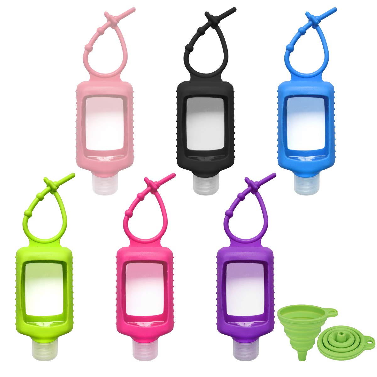 DARUNAXY 6 Pack Travel Plastic Clear Bottles with Silicone Sleeve Transparent Special Multi-function Empty Squeeze Containers Flip Cap TSA Approved, Random Color (60ml/2oz) : Beauty