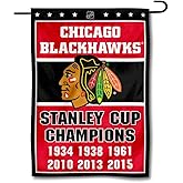 Chicago Blackhawks 6 Time Stanley Cup Champions Double Sided Garden Flag