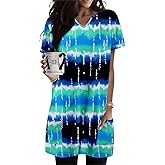 KISSMODA Woman Lightweight Dress with Hood Short Sleeve Summer Loose Pullovers with Pockets Long Tunics Top for Leggings