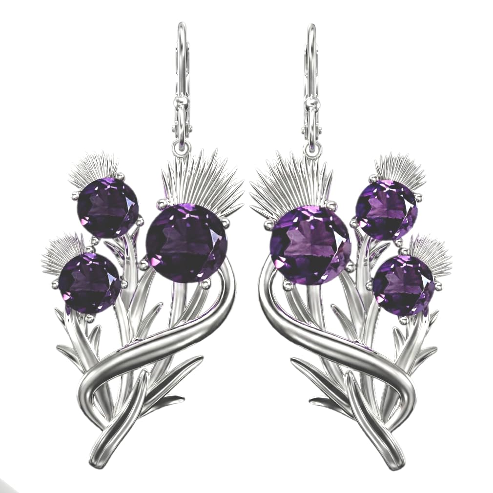 CAIRN 925 Sterling silver Scottish thistle earrings for women. Jewellery gift box included. Croy. 5595
