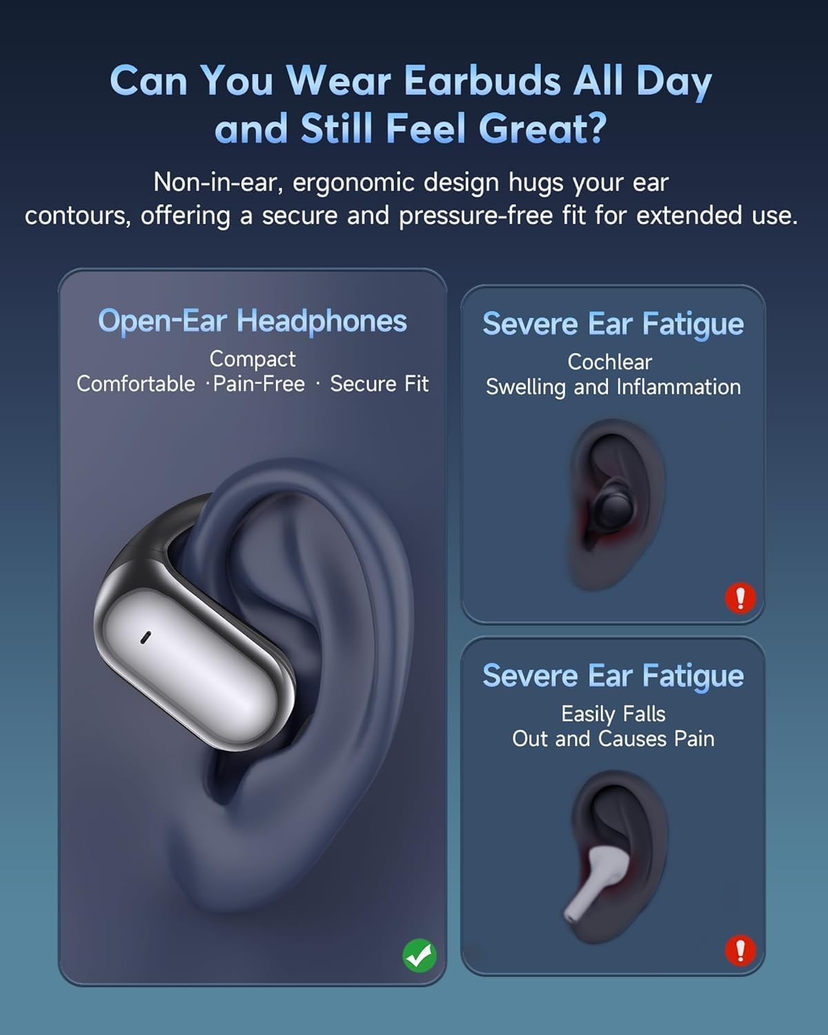 MAIJOFO AI Translation Earbuds Real Time, 144 Language Translator Earbuds OWS 4-in-1 Translation Headphones, Fit iOS and Android, Ideal for Travel Business Learning（Ink Black）
