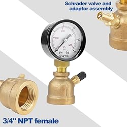 SENCTRL 0-60 Psi Gas Pressure Test Gauge, 2" Dial