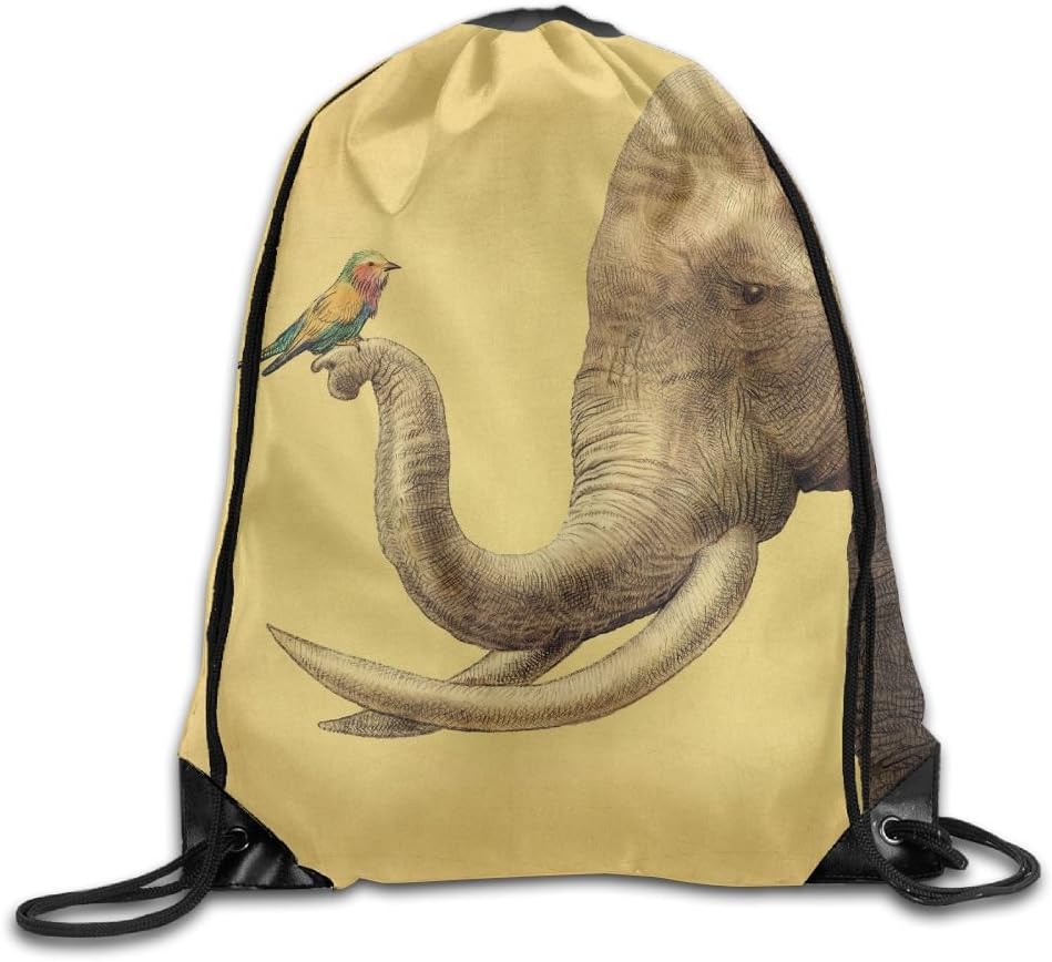 Elephant And Bird Drawstring Backpack 