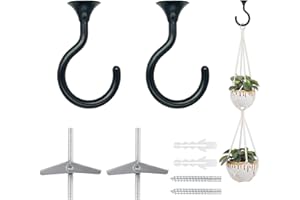 2 Sets 2.4 inch Heavy Duty Swag Ceiling Hooks with Hardware for Hanging Plants, Cavity Wall Fixing, Easy Installation, Holds 