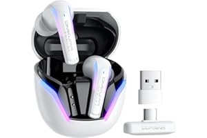 ONIKUMA GAMING 20ms Ultra-Low Latency 2.4GHz Wireless Gaming Earbuds: ENC Mic | Dual-Mode (2.4G + Bluetooth 5.3) for PS5/PS4, Meta Quest 3/3S/2, Steam Deck, Switch, PC & Mobile Devices | USB-C Dongle Included-White