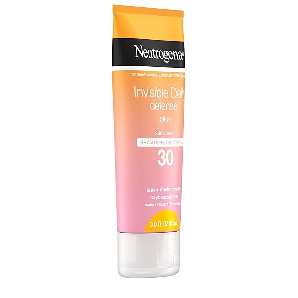 NEUTROGENA INVISIBLE DAILY DEFENSE SUNSCREEN LOTION, BROAD SPECTRUM SPF 30, OXYBENZONE-FREE & WATER-RESISTANT, SUN & ENVIRONMENTAL AGGRESSOR PROTECTION, ANTIOXIDANT COMPLEX, 3.0 FL. OZ