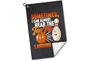 rofiowa Sometimes I Can Almost Hear The Ten Pin Laughing at Me Polyester and Cotton Blend Printed Sport Towel with Clip, Funny Bowling Accessories for Men Women, Bowling Gifts for Bowlings Lover