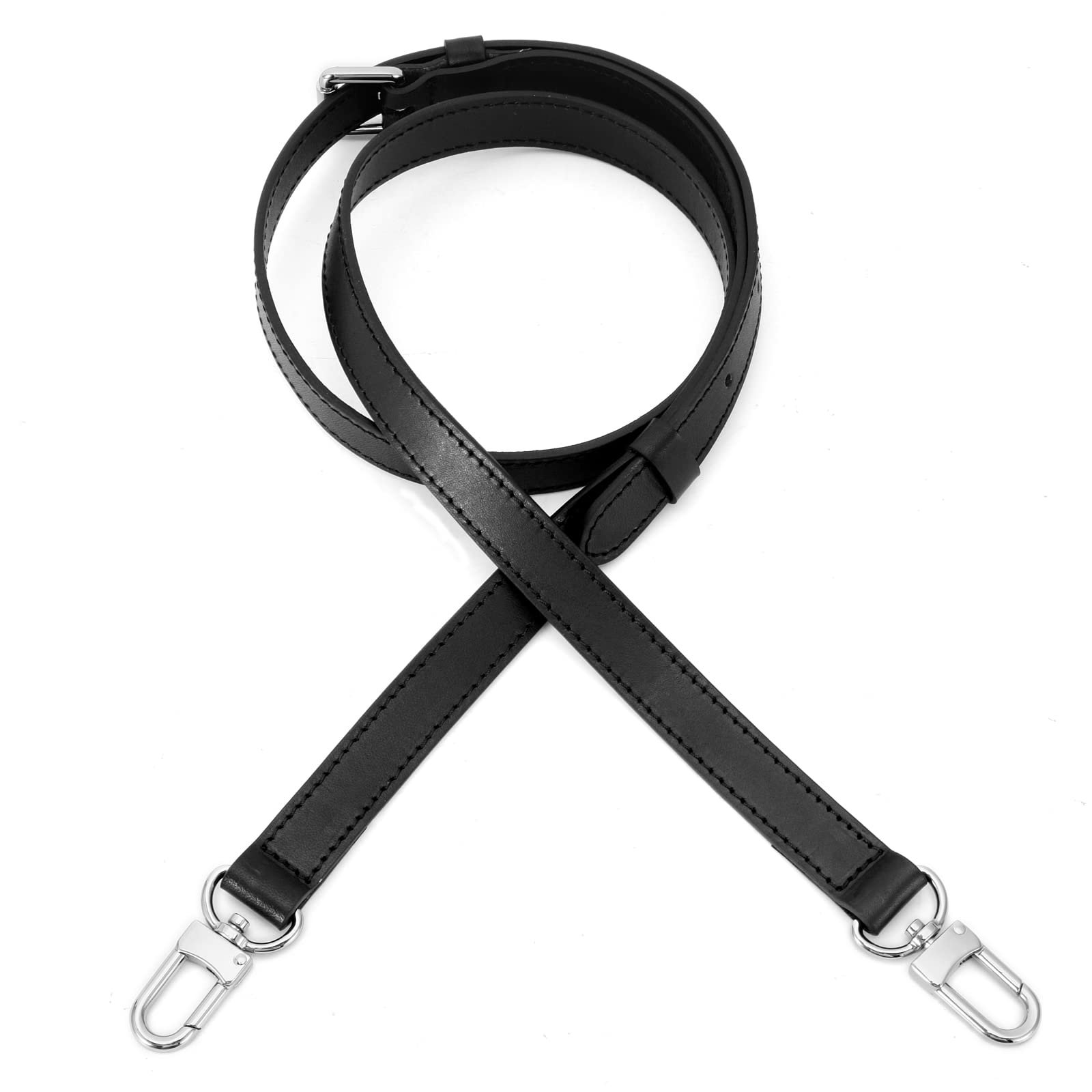 Senral Replacement Handbag Straps Cross Body Strap for Speedy 30 Neverfull Nano Amla DIY Bag Strap (Black 2s width 1.8cm silver hw)