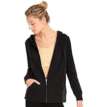Teejoy Women's Thin Cotton Zip Up Hoodie Jacket (S, Black