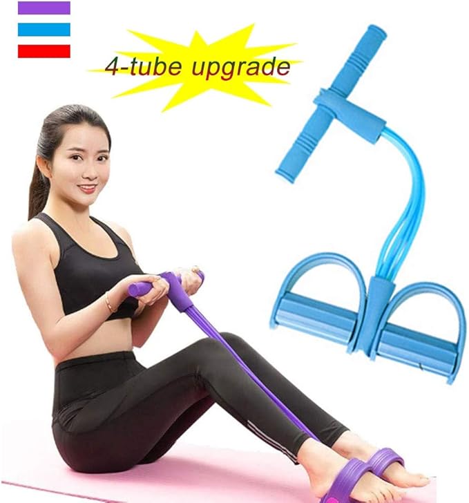 ASawy Fitness Foot Pedal Resistance Band 4 Tubes, Multi-Function ...