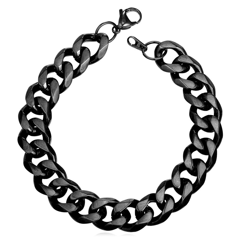 U7 Cool Black Cuban Bracelets Men Bike Chain Bracelet for Teen Boys