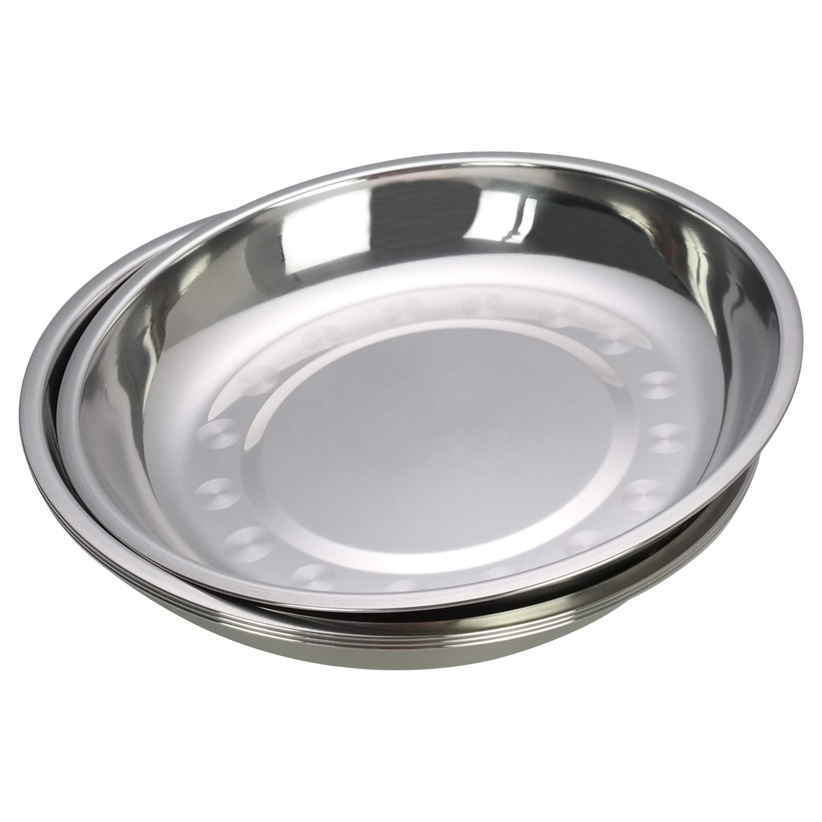 Parlynie Set of 4 Serving Plate, Dinner Plates, Stainless Steel Round Plate
