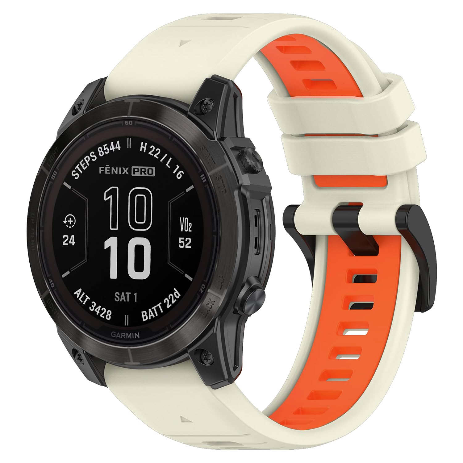 SeNool QuickFit 22mm Straps for Garmin Fenix E 47mm/Fenix 8 47mm/Fenix 7 Pro Solar/Fenix 7, Sport Silicone Replacement Watch Bands for Garmin Epix 2 Pro 47mm/Fenix 6 GPS/Fenix 6 Pro GPS - White/Orange