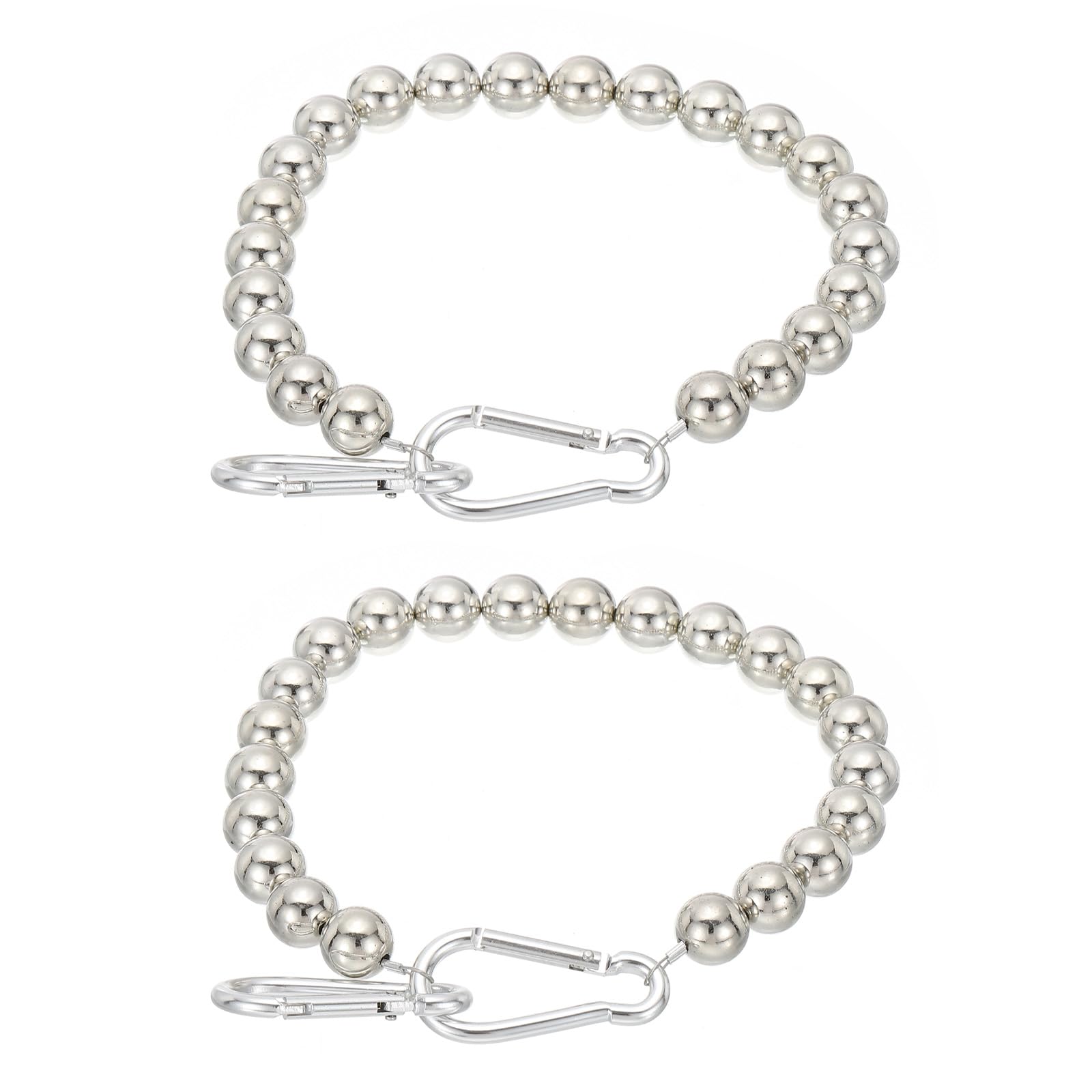 PATIKIL Flagpole Retainer Ring Flag Pole Accessories, 2 Pcs Flag Beaded Mount Ring Keep Flag Close to Pole Weight with Stainless Steel Cable for Indoor Outdoor Flagpole, Silver Tone, 4.3"