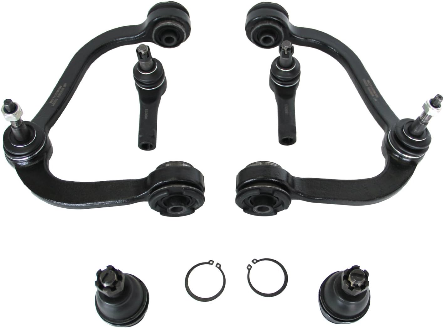 6 pc Front Suspension Set (1) K80306+(1) K80308+(2) K80149+(2) ES3691 - Control Arm, Ball Joint, Outer Tie Rod for 2004-2008 F 150 2006-2008 Mark LT